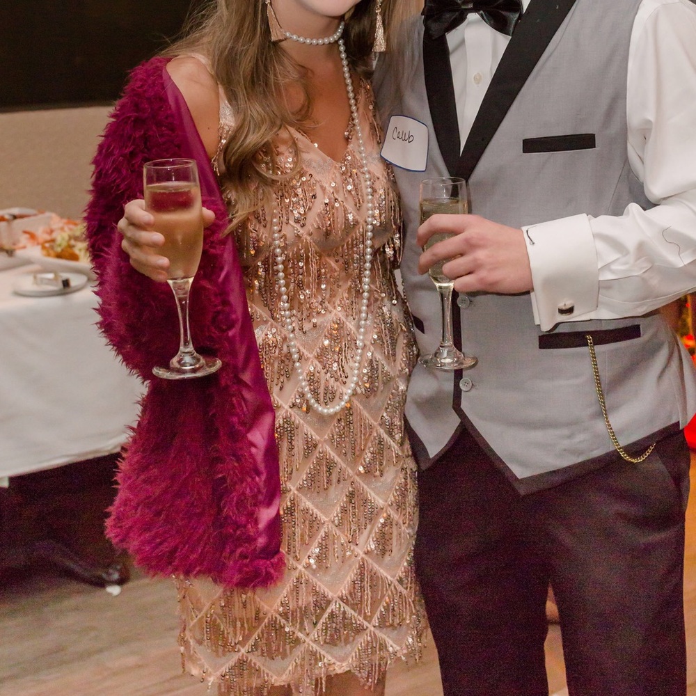 Fringe, sequin cocktail dress